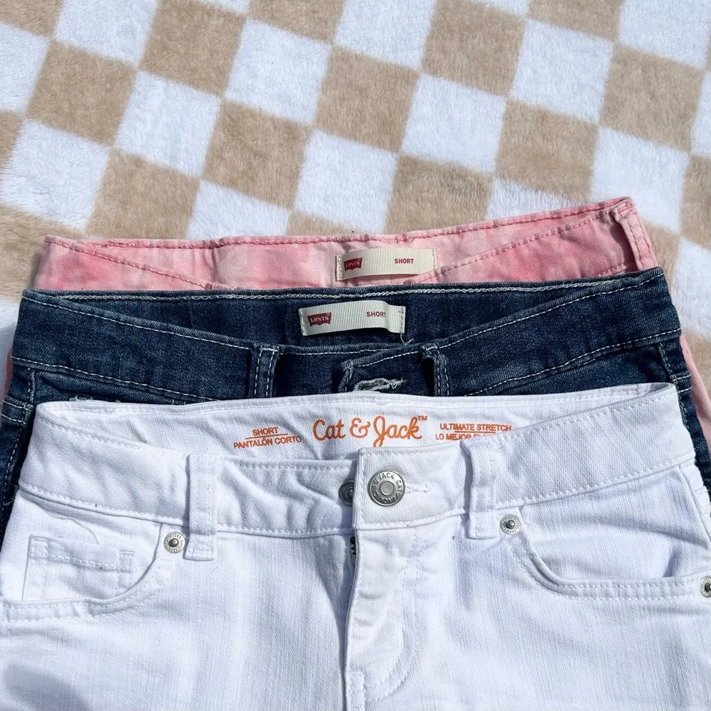 3 pairs, bundle of girls Levi's and cat & jack Denim Shorts - Picture 11 of 11